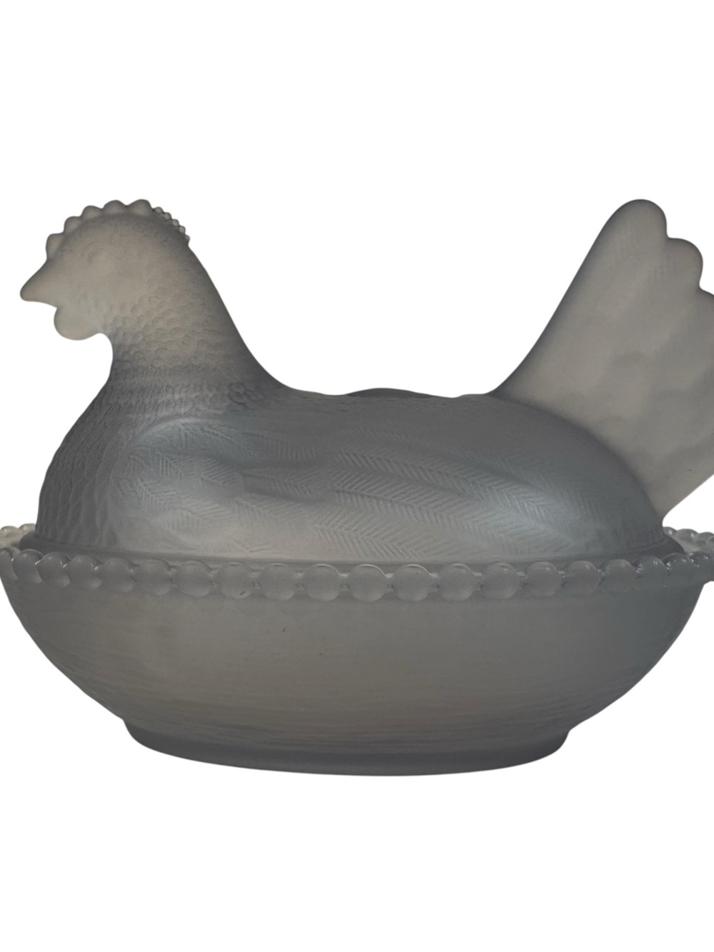 Rose’s Closet Smoke Satin Glass Hen on Nest 3 1/2” tall 4 3/4” long New